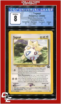 Black Star Promo 30 Togepi Pokemon League CGC 8 - Image 1
