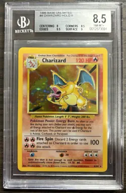 1999 POKEMON BASE SET UNLIMITED #4 CHARIZARD-HOLO BGS 8.5 LIKE PSA 8 - Image 1