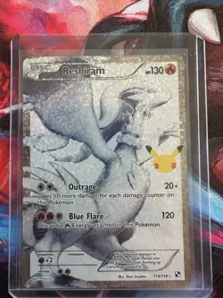 Pokemon TCG Reshiram Full Art 25th Anniversary Celebrations Card 113/114 - Image 1