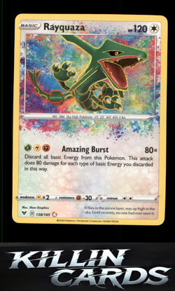 Rayquaza 138/185 Pokemon Amazing Rare SWSH04: Vivid Voltage Card NM - Image 1