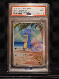2025 POKEMON SV DESTINED RIVALS - DRI EN #194/182 MISTY'S LAPRAS PSA 9 - Image 1