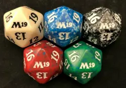MTG Magic the Gathering D20 Core Set 2019 M19 Spindown Dice Set of 5 Colors - Image 1