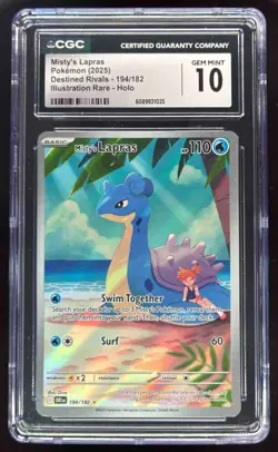2025 Pokemon SV Destined Rivals - DRI EN #194/182 Misty's Lapras CGC 10 - Image 1
