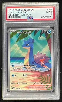 2025 Pokemon SV Destined Rivals - DRI EN #194/182 Misty's Lapras PSA 9 - Image 1