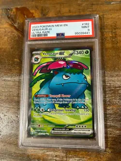 Pokemon 151 Mew En 2023 VENUSAUR Ex Ultra Rare #182 PSA 9 Mint RARE 3 - Image 1