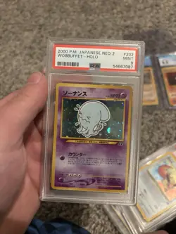 POKEMON 2000 Japanese Neo 2 WOBBUFFET Holo #202 PSA 9 Mint RARE - Image 1