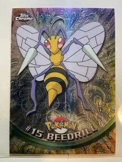 2000 Topps Chrome #15 Beedrill Pokemon Card Holo RARE Animation Series - Image 1