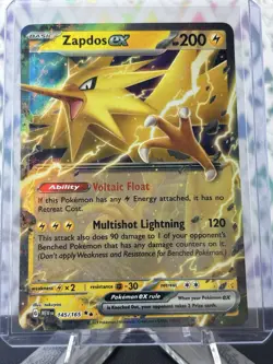 Pokemon TCG Zapdos EX 151 145/165 Holo Ultra Rare NM - Image 1