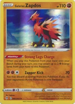 GALARIAN ZAPDOS 082/203 EVOLVING SKIES POKEMON (HOLO RARE, NM) - Image 1