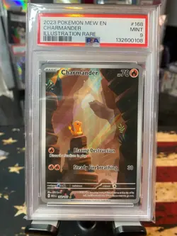 2023 POKEMON MEW EN-151 ILLUSTRATION RARE #168 CHARMANDER PSA 9 - Image 1