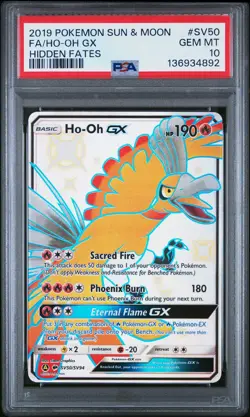 2019 POKEMON SUN & MOON HIDDEN FATES #SV50 FULL ART/HO-OH GX PSA 10 - Image 1