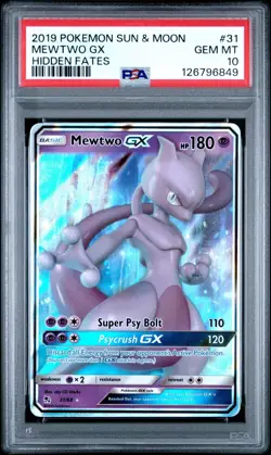 2019 Pokemon Sun & Moon Mewtwo Gx Hidden Fates #31 PSA 10 Gem Mint - Image 1
