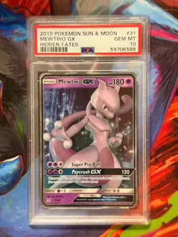 Mewtwo GX 2019 Pokemon Sun & Moon Hidden Fates 31/68 PSA 10 Gem Mint - Image 1