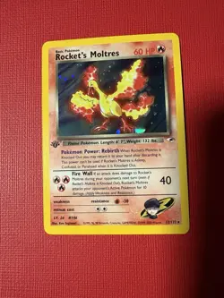 Pokemon TCG Rockets Moltres Holo Rare Card 12/132 Gym Heroes 1st edition LP - Image 1