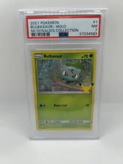 Pokemon Bulbasaur 001/025 McDonald's 25th Anniversary Holo PSA 7 - Image 1