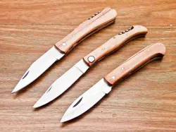 Lot of 3 PC CUSTOM HANDMADE D2 STEEL POCKET knife, FOLDING KNIFE, 7056 - Image 1
