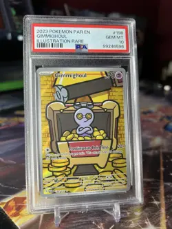 2023 Pokemon Paradox Rift GIMMIGHOUL 198/182 IR TCG HOLO GRADED PSA 10 - Image 1