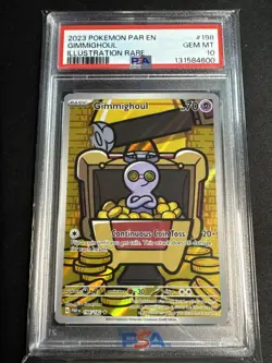 Pokemon TCG Gimmighoul Paradox Rift 198/182 PSA 10 - Image 1