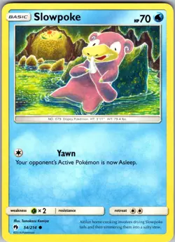 Slowpoke Common SM - Lost Thunder 54/214 LP Pokemon Card - Image 1