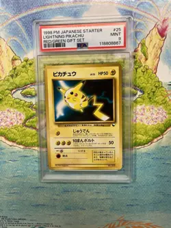 Pokemon PSA 9 MINT 1998 Lightning Pikachu Red/Green Gift Set Japanese Card - Image 1