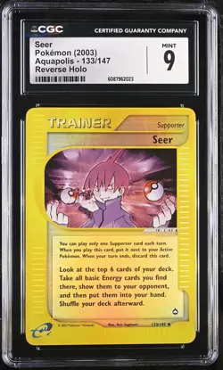 CGC 9 Seer 133/147 2003 Aquapolis Reverse Holo English Pokemon Card - Image 1