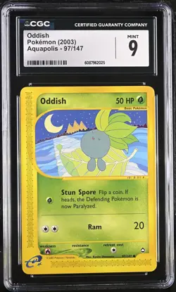 CGC 9 Oddish 97/147 2003 Aquapolis English Pokemon Card - Image 1