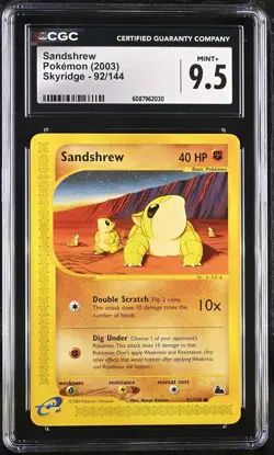 CGC 9.5 Sandshrew 92/144 2003 Skyridge English Pokemon Card - Image 1