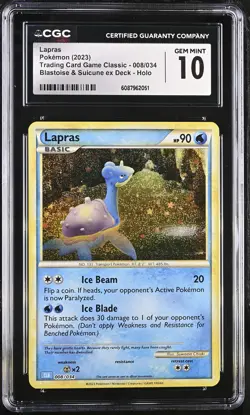 CGC 10 Lapras 008/034 Trading Card Game Classic Pokemon Card - Image 1