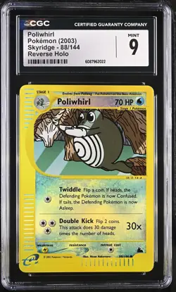 CGC 9 Poliwhirl 88/144 2003 Skyridge Reverse Holo English Pokemon Card - Image 1