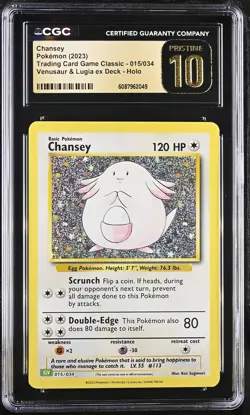 CGC 10 Pristine Chansey 015/034 Trading Card Game Classic Pokemon Card - Image 1