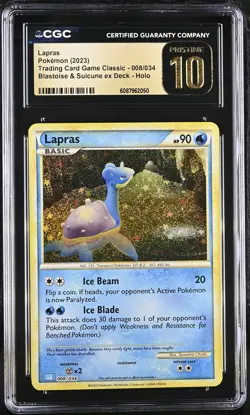 CGC 10 Pristine Lapras 008/034 Trading Card Game Classic Pokemon Card - Image 1