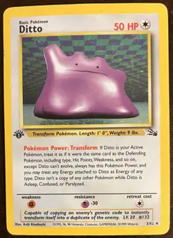 Pokemon TCG 1st Edition Fossil Ditto Holo Card 3/62 HP - Image 1