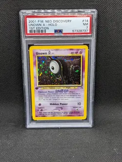 UNOWN A 14/75 1st Edition Neo Discovery Holo Rare Pokemon Card PSA 7 - Image 1