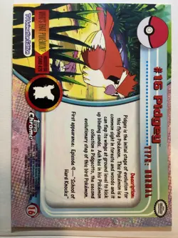 Pokemon TCG Topps Chrome Series 1 Holo Foil Card Pidgey #16 2000 TV Animation - Image 2