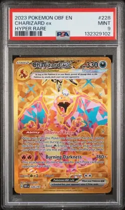 2023 POKEMON OBF EN-OBSIDIAN FLAMES HYPER RARE #228 CHARIZARD EX PSA 9 - Image 2