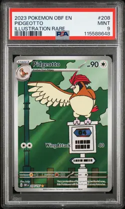 2023 POKEMON OBF EN-OBSIDIAN FLAMES ILLUSTRATION RARE #208 PIDGEOTTO PSA 9 - Image 1