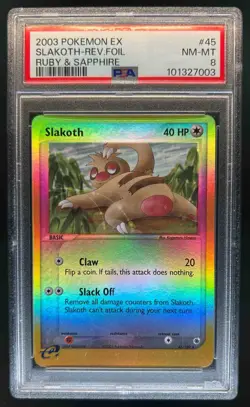 2003 Pokemon EX Ruby & Sapphire Slakoth Reverse Holo #45/109 PSA 8 - Image 1