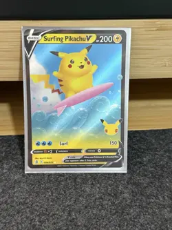 Surfing Pikachu V 008/025 ULTRA RARE HOLO Celebrations Pokemon 25th Anniversary - Image 1
