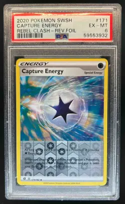 2020 Pokemon SWSH Rebel Clash Capture Energy Reverse Holo #171/192 PSA 6 - Image 1