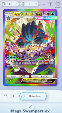 Pokemon TCG Pocket - Mega Swampert Rainbow Rare 2⭐, Fantastical Parade, English - Image 1
