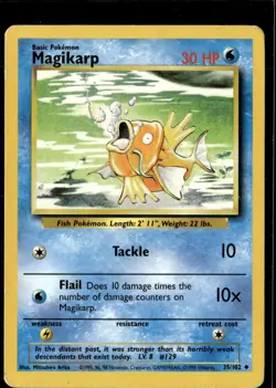 Pokemon Magikarp 35/102 Base Set Non Holo Uncommon LP - Image 1