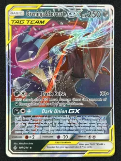 Pokemon TCG Greninja & Zoroark GX Ultra Rare Holo Sm-Unbroken Bonds 107/214 - Image 1