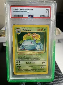 Pokemon TCG Venusaur Base Set 1999 Holo Unlimited Rare! PSA 5! - Image 1
