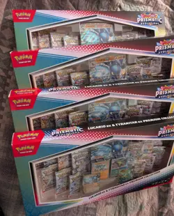 4x Pokemon Prismatic Evolutions Lucario ex & Tyranitar ex Premium Collection Box - Image 3