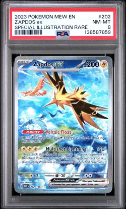 2023 POKEMON MEW EN-151 SPECIAL ILLUSTRATION RARE #202 ZAPDOS EX PSA 8 - Image 1
