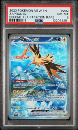 2023 POKEMON MEW EN-151 SPECIAL ILLUSTRATION RARE #202 ZAPDOS EX PSA 8 - Image 1