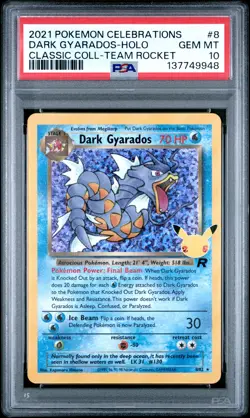 2021 POKEMON CELEBRATIONS CLASSIC COLLECTION #8 DARK GYARADOS-HOLO PSA 10 - Image 1
