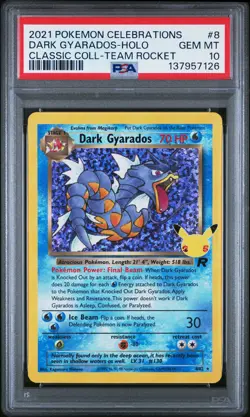 2021 POKEMON CELEBRATIONS CLASSIC COLLECTION #8 DARK GYARADOS-HOLO PSA 10 - Image 1