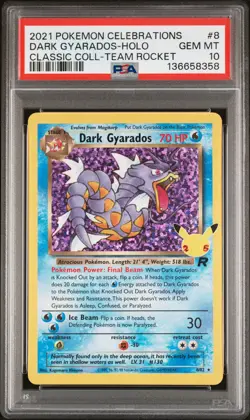 2021 POKEMON CELEBRATIONS CLASSIC COLLECTION #8 DARK GYARADOS-HOLO PSA 10 - Image 1