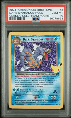 2021 POKEMON CELEBRATIONS CLASSIC COLLECTION #8 DARK GYARADOS-HOLO PSA 10 - Image 1